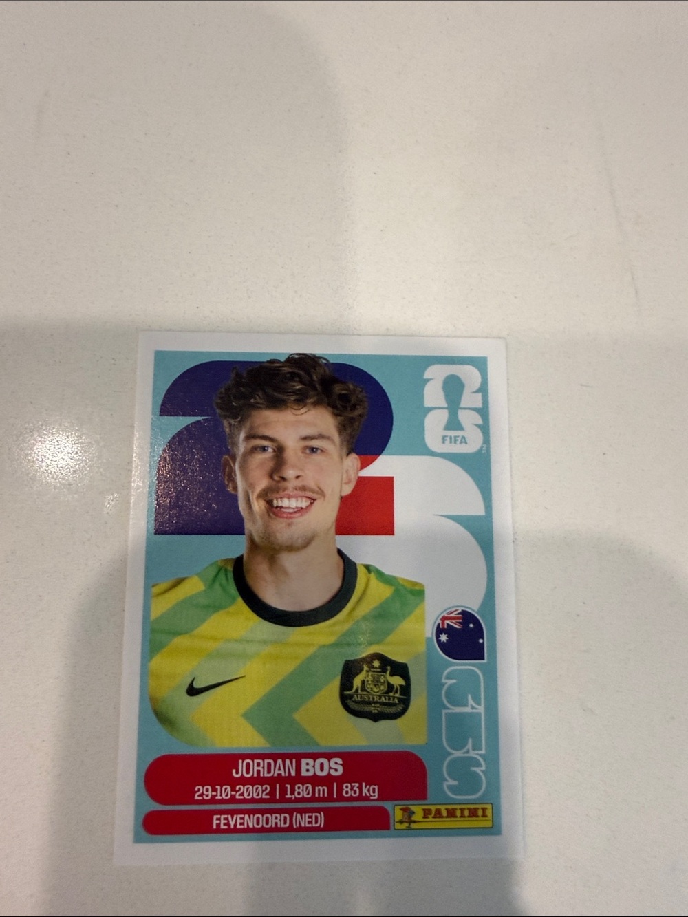 Panini Jordan Bos Sticker - Light Blue, Yellow, Green